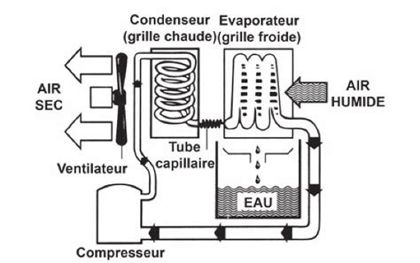 Schéma de fonctionnement d'un déshumidificateur d'air