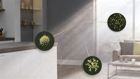 Illustration de particules de poussière et de pollen dans l'air.