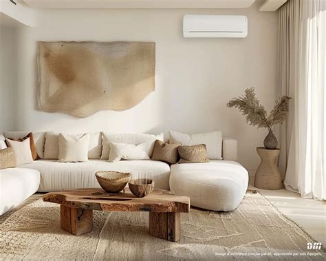 Unité intérieure de climatisation murale élégante intégrée dans un salon moderne