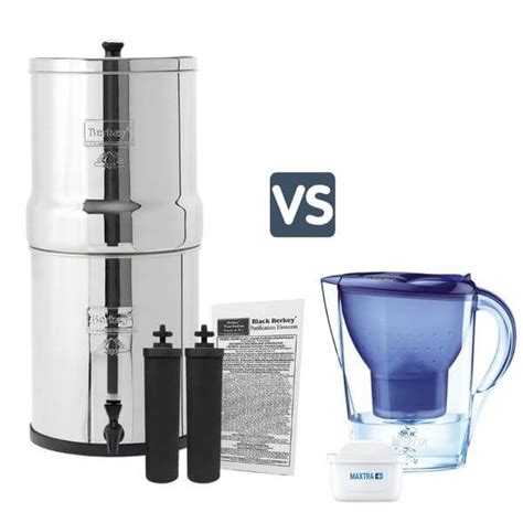 Comparaison visuelle : carafe filtrante, fontaine Berkey, système osmose inverse