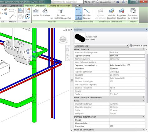 Exemple de canalisation isolée dans Revit