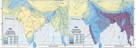 Carte des précipitations de mousson en Inde