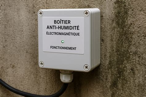 Photo d'un boîtier d'assèchement électromagnétique installé dans une maison