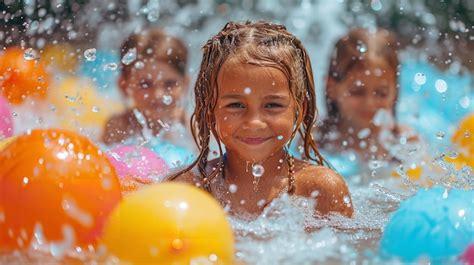 Enfants s'amusant dans un espace aquatique de camping
