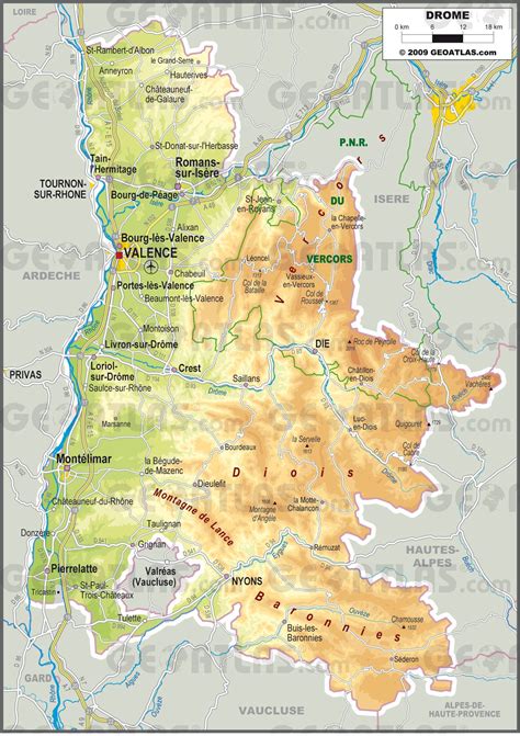 Carte de la région de la Drôme avec Alixan mise en évidence