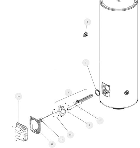 Vue éclatée d'un chauffe-eau avec identification des pièces
