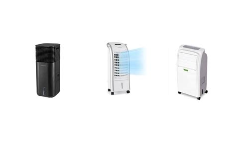 Infographie montrant les différents types de rafraîchisseurs d'air (portables, de bureau, avec fonctions multiples)