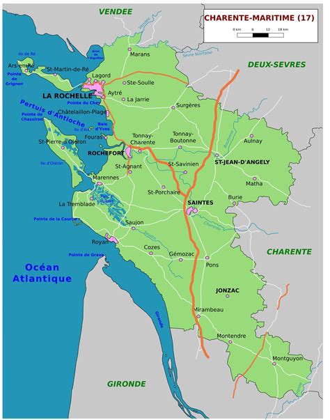 Carte de la région Nouvelle-Aquitaine mettant en évidence la Charente-Maritime et Royan Atlantique