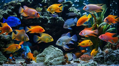 Poissons nageant à la surface d'un aquarium