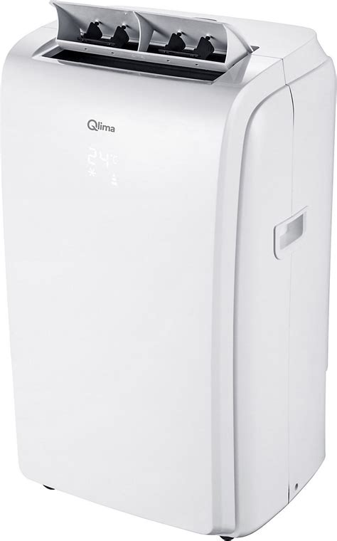Climatiseur mobile Qlima P528 blanc en fonctionnement dans un salon