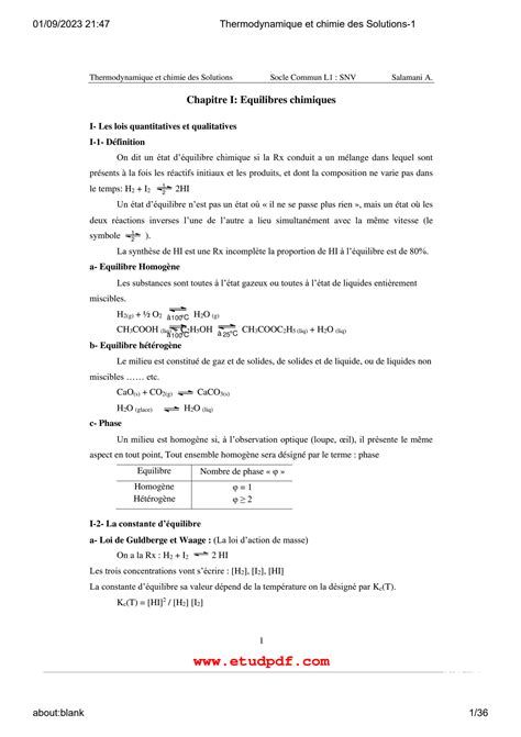 Thermodynamique des solutions