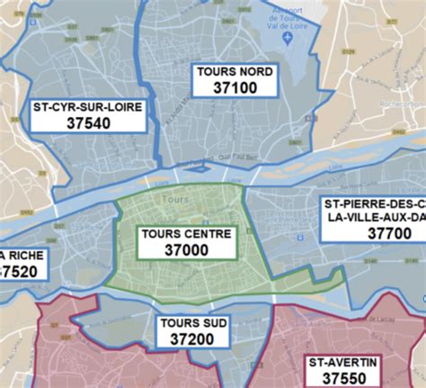 Carte de Tours avec des points indiquant les adresses d'installateurs de VMC