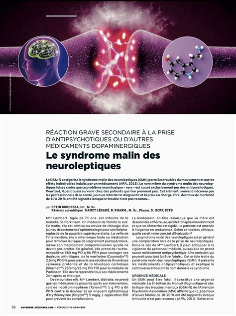 Diagramme illustrant les symptômes du Syndrome Malin des Neuroleptiques