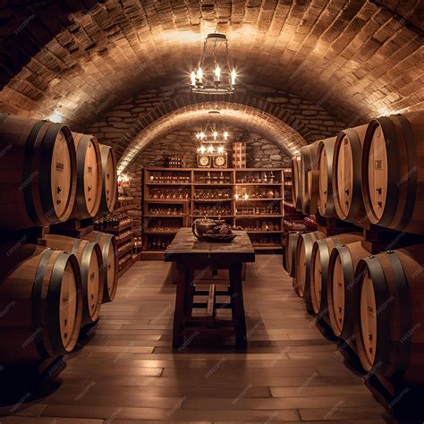 Cave à vin avec des barriques de vin