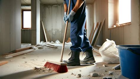 Préparation d'un chantier de rénovation avec nettoyage du sol