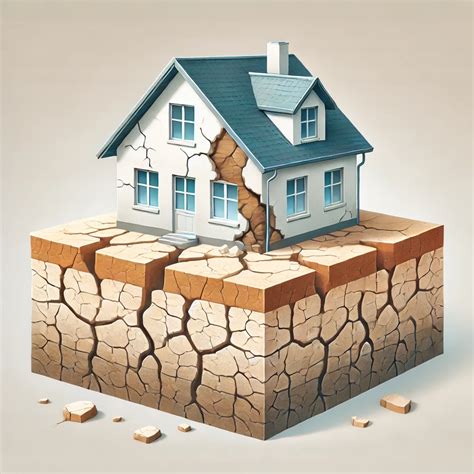 Illustration d'une maison fissurée par les mouvements du sol