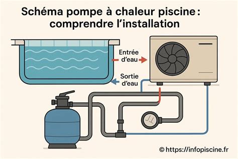 Schéma de fonctionnement d'une pompe à chaleur pour piscine