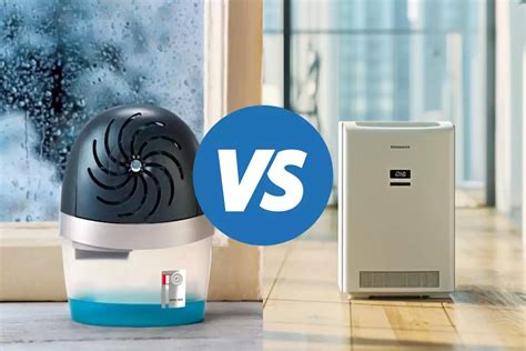 Comparaison visuelle entre un absorbeur d'humidité et un déshumidificateur électrique
