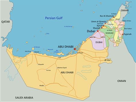 Carte des Émirats arabes unis mettant en évidence Dubaï