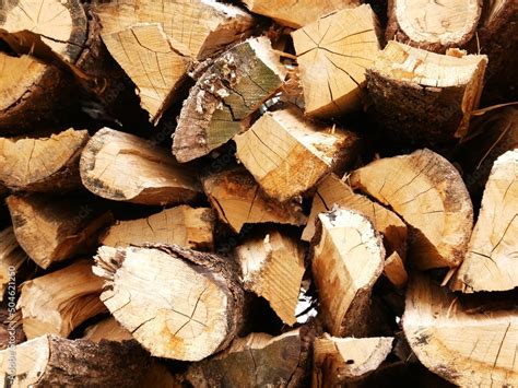 Bûches de bois fendues de différentes tailles
