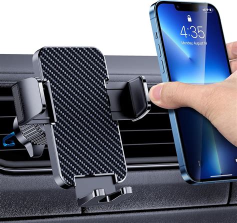 Schéma montrant un support téléphone voiture fixé sur une grille d'aération, avec des flèches indiquant le flux d'air