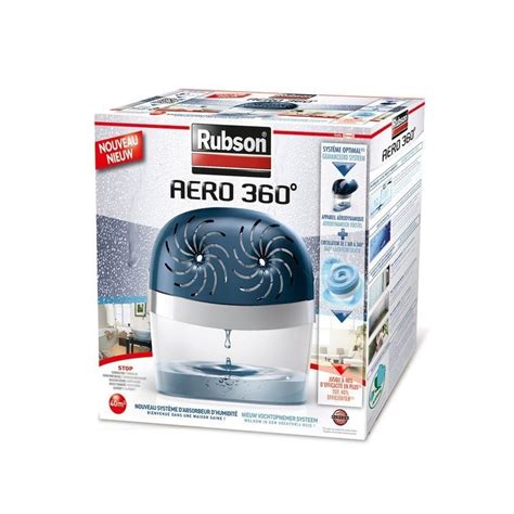 Illustration montrant une recharge Rubson Aero 360° insérée dans différents types d'absorbeurs d'humidité