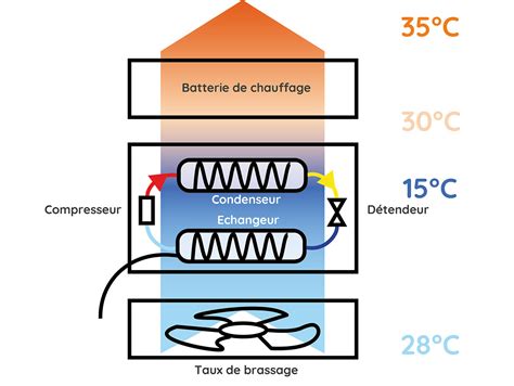Schéma explicatif du fonctionnement d'un déshumidificateur à condensation
