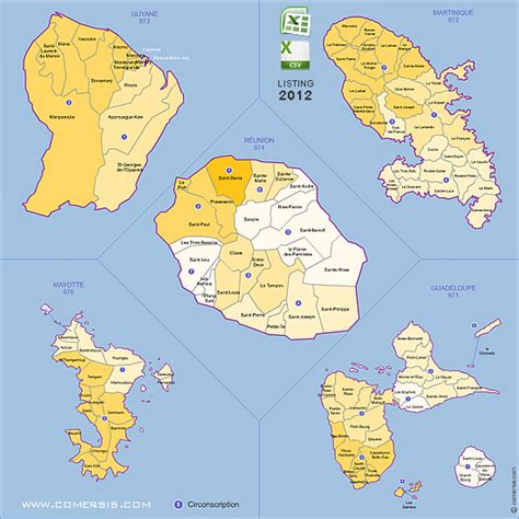 Carte des départements d'outre-mer français