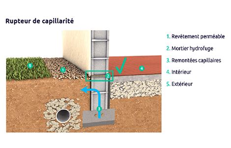 Diagramme illustrant les remontées capillaires dans un mur