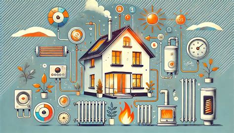 Illustration d'une maison avec différentes options de chauffage