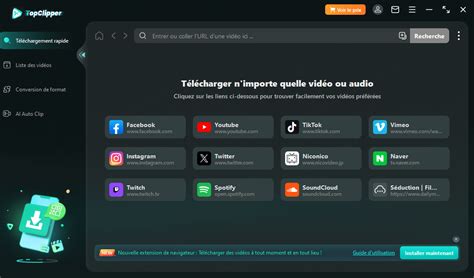 Interface d'une application de conversion vidéo en MP3