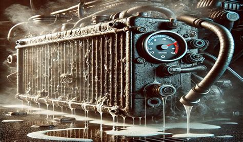 Vue rapprochée d'un radiateur de voiture présentant des signes de corrosion