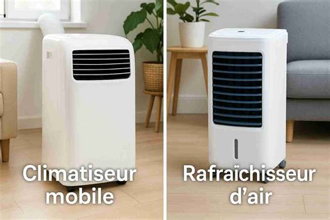 Comparaison visuelle entre un climatiseur et un rafraîchisseur d'air