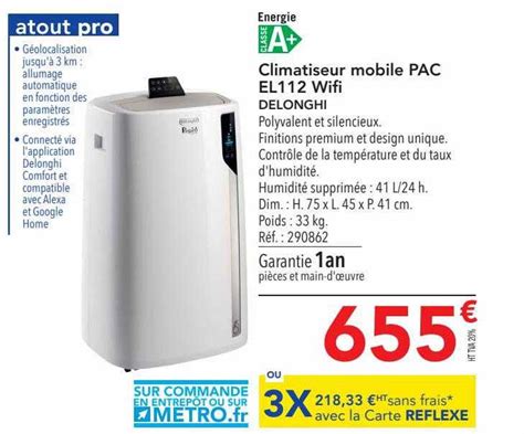 Climatiseur mobile Delonghi PAC EL112 CST WiFi en fonctionnement