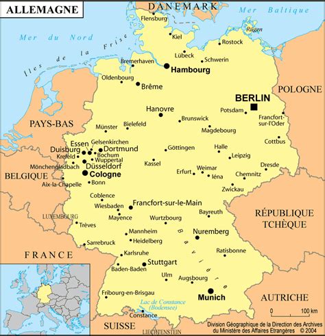 Carte de l'Allemagne indiquant Cologne