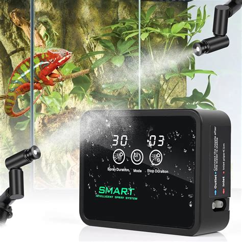 Illustration d'un terrarium tropical avec un brumisateur en action