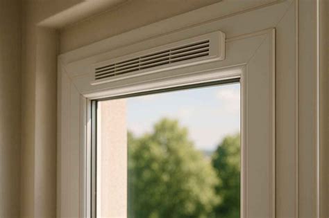 Image d'une grille d'aération fixe pour fenêtre PVC.
