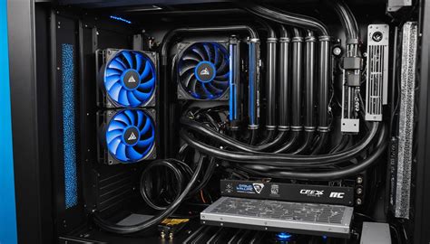 Schéma d'un système de refroidissement de PC avec ventilateurs et câbles