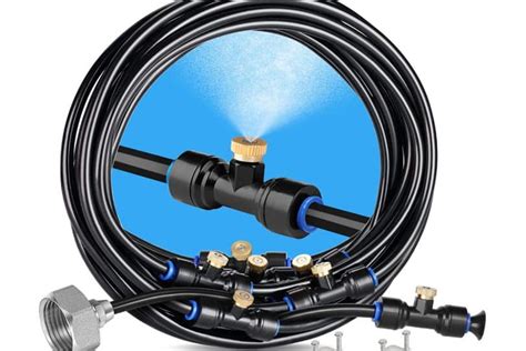 Image comparative de différents types de brumisateurs de terrasse (sur pied, enrouleur, kit de tuyau)