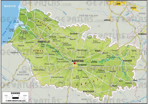 Carte de la Somme avec Abbeville mise en évidence