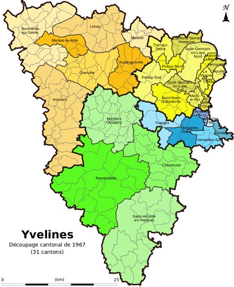 Carte des Yvelines avec Poissy mise en évidence