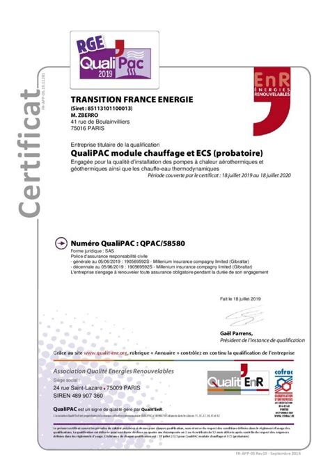 Certificat RGE Qualipac