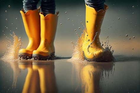 Pieds dans des bottes de pluie