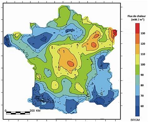 Carte du gradient géothermique en France
