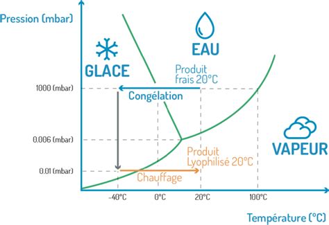 Diagramme illustrant le processus de lyophilisation