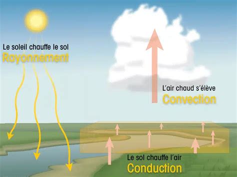Diagramme comparant la diffusion de chaleur/fraîcheur par rayonnement et convection