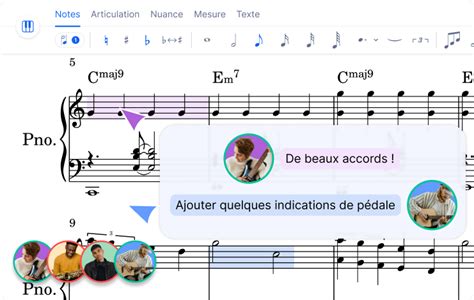 Interface de logiciel de notation musicale