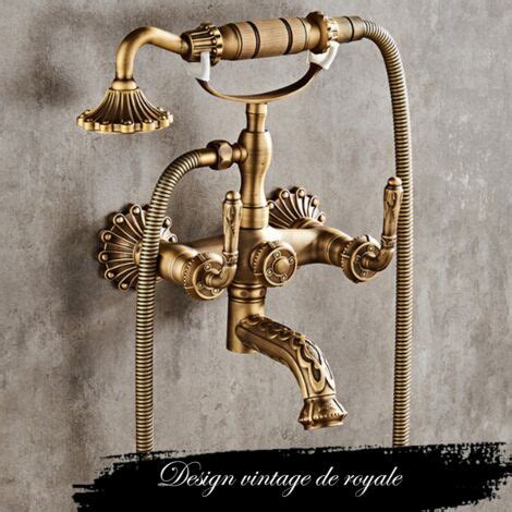 Robinet de baignoire rétro en laiton avec détails en céramique