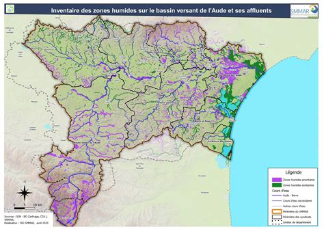 Carte de l'Algérie avec les zones humides principales mises en évidence