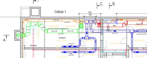 Exemple de plan CVC avec gaines et symboles